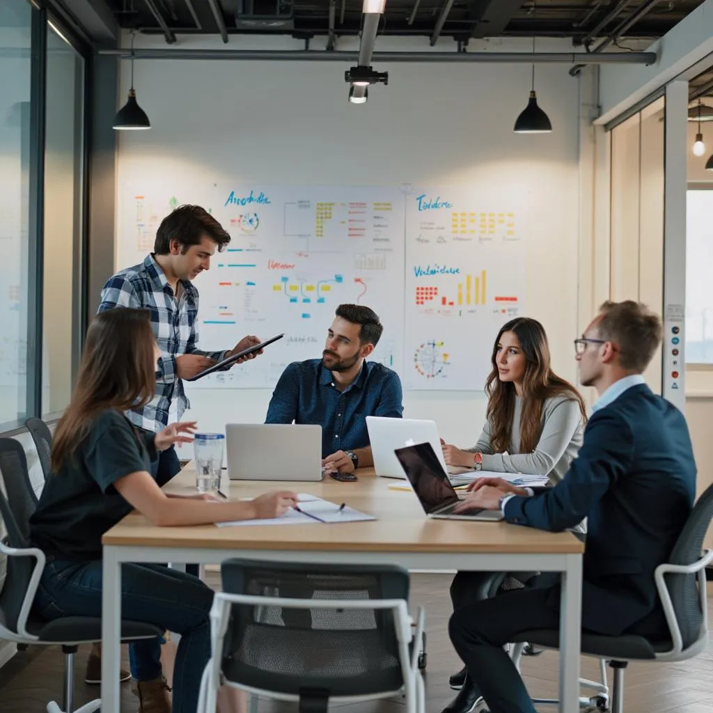 Equipo trabajando en proyecto estratégico